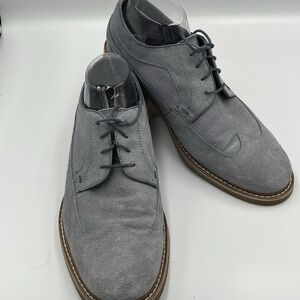 Saks Fifth Ave Gere Dress Shoes Mens 9.5 Blue Suede Wingtip Oxford Classic Style